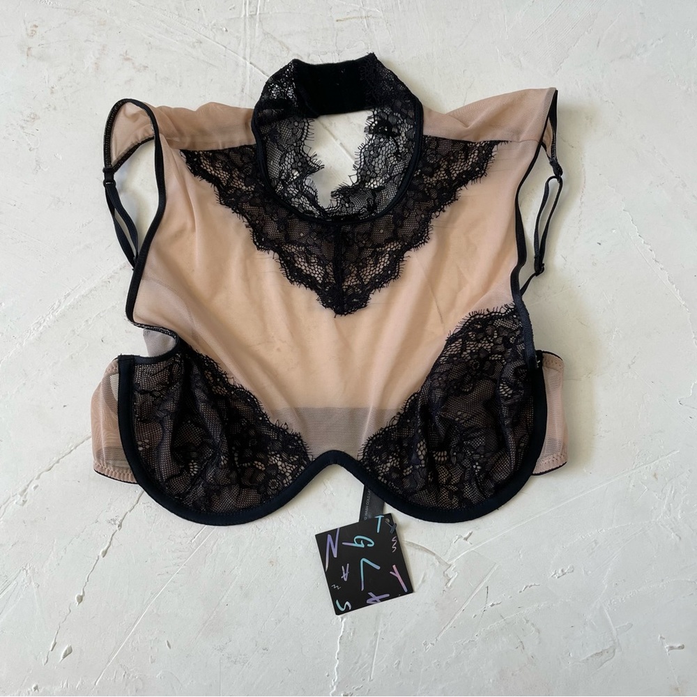 Nasty Gal Black and Tan Lace Bandeau